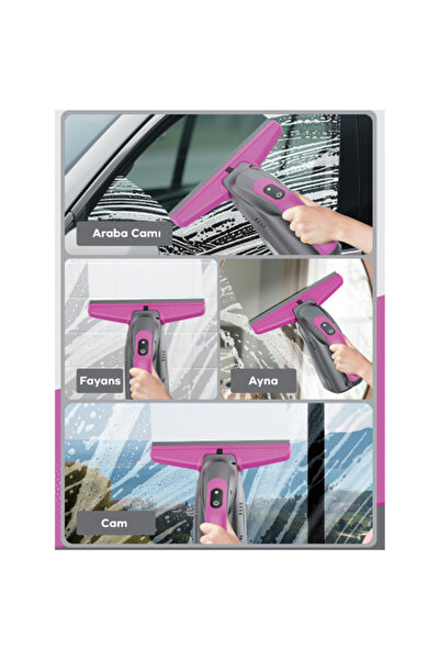 EZERE ClearView Şarjlı Cam Temizleyici Silme Makinesi Mikrofiber Başlıklı SİYAH