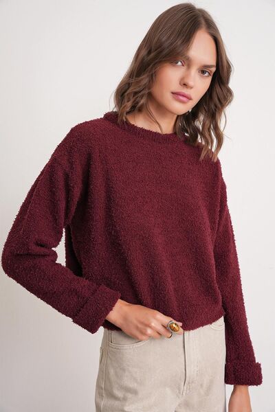 Hiccup Mixray short knitted sweater with fluffy texture (Plush)