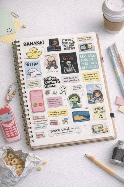 LABELOVE Türkçe Yazılı Sticker Seti | 90+ Tasarım | Motivasyon & Günlük Caps Etiketleri