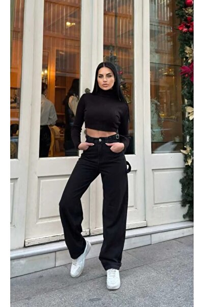 KENE JEANS High Waist Side Belt Buckle Cargo Pocket/Baggy Wide Leg Jeans