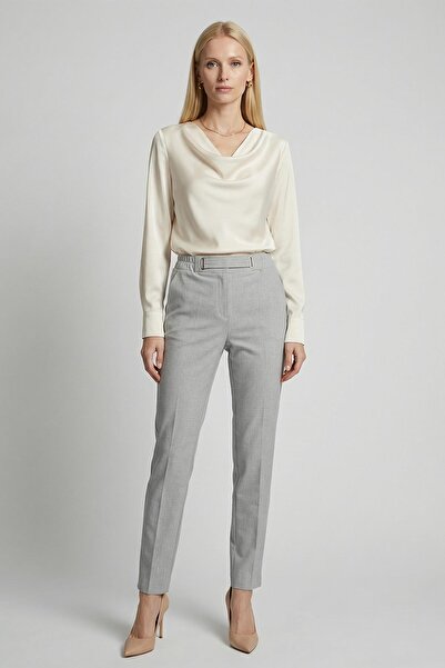 Rays 8409A Elastic Waist Belted Trousers Gray