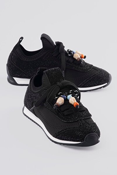 Mubiano Women's Sneaker Flat Sole Stone Bead Detailed Stretch Sports Shoes Zy...