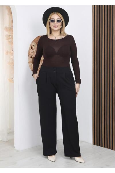 Siyezen Plus Size Lycra Pleated Palazzo Trousers
