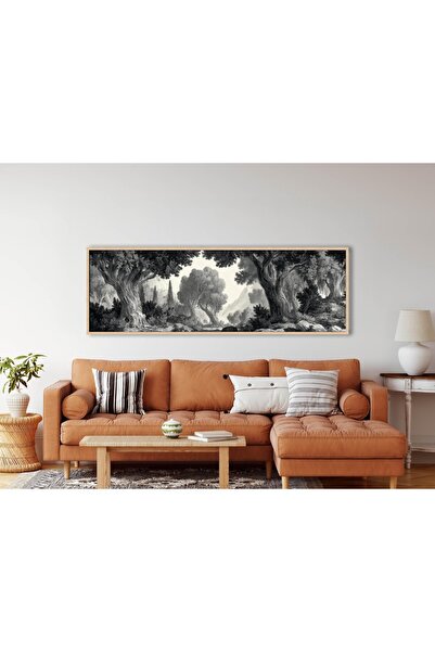 woodhomeworks Tek Parça Gerçek Ahşap Yatay Panorama Çerçeveli Tablo