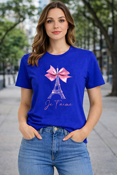 herkesemoda Je Time Print Detailed Basic T-Shirt