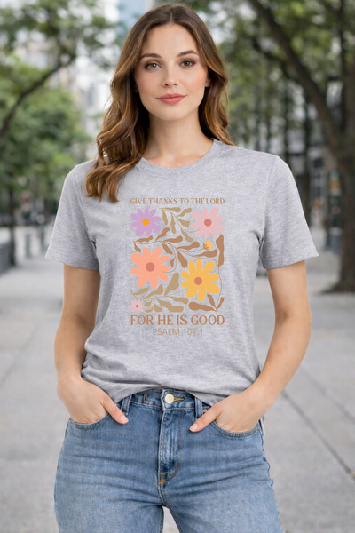 herkesemoda For He Is Good Print Detailed Basic T-Shirt