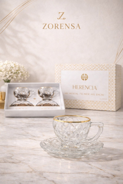ZORENSA Ahu Crystal 2-Piece Cup Set – Stylish Glass Coffee Cup Set