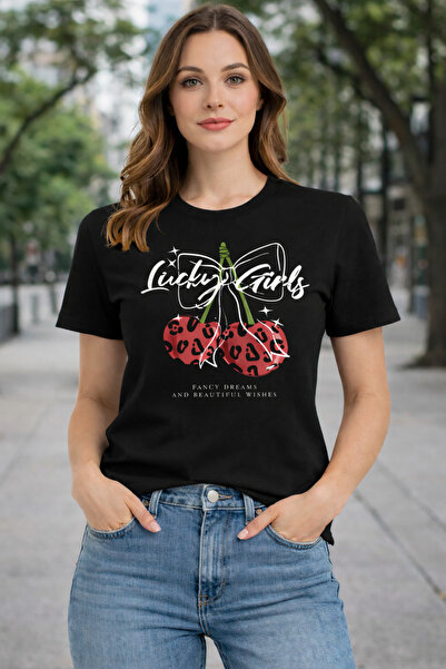 herkesemoda Tricou de bază cu imprimeu Luck Girls