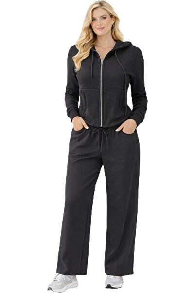 CHEVALIER FASHION Women’s Zip-Up Hoodie & Wide-Leg Pants Set – Relaxed Fit Lo...