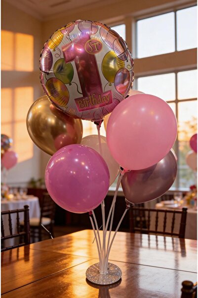 PARTİ SEPETİ 1 Year Old Balloon Stand Set of 7