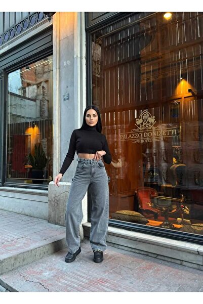 KENE JEANS High Waist Side Belt Buckle Cargo Pocket/Baggy Wide Leg Jeans