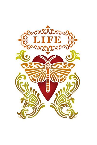 Stamperia KSD283 LIFE HEART WITH DRAGONFLY STENCIL 20X15CM