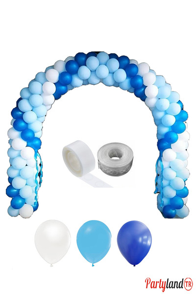 PartylandTR Doğum Sünnet Süsleme Mavi Açık Mavi Beyaz 75 Adet Balon, Zincir V...