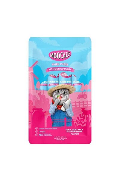 MOOCHIE مكافآت القطط من فيري بيوريه التونة وحليب الماعز والفراولة - 5 × 15 جم