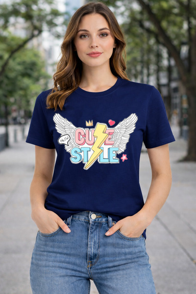 herkesemoda Cute Style Print Detailed Basic T-Shirt