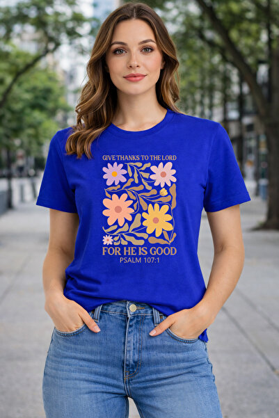 herkesemoda For He Is Good Print Detailed Basic T-Shirt