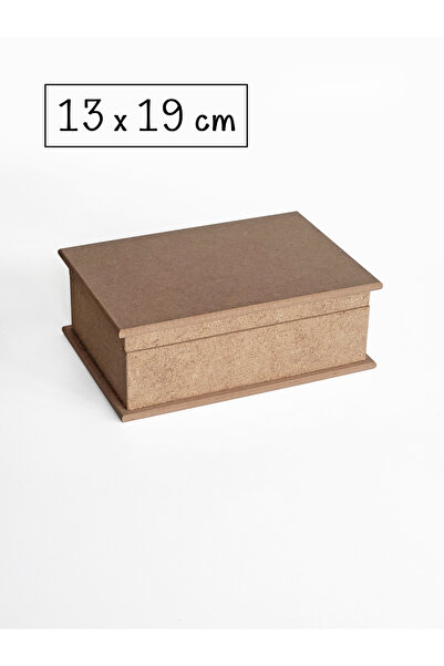 Ahşap Ham mdf, Boyanabilir, Menteşe Kapak Dikdörtgen Kutu, 13x19 cm