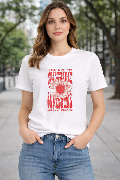 herkesemoda تي شيرت أساسي بتفاصيل طباعة صن شاين