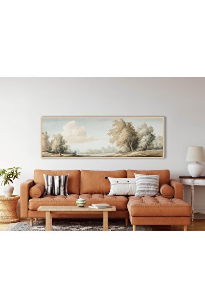 woodhomeworks Tek Parça Gerçek Ahşap Yatay Panorama Çerçeveli Tablo bulutlar ...