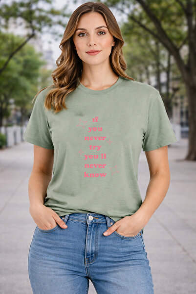 herkesemoda Tricou de bază cu imprimeu și detalii "İf You Never"