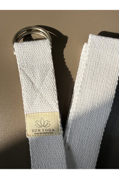 SUNYOGA Natural Organic Cotton Yoga Pilates Belt White Color 200 cm 5 cm En Yoga Belt