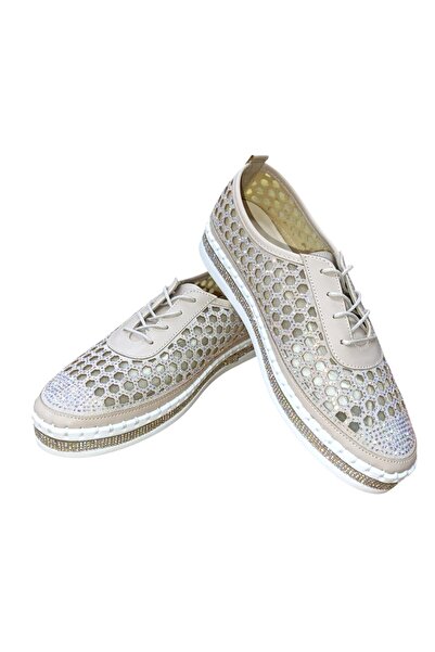 WHİTE LİNE حذاء رياضي نسائي من Aria 2161 مصنوع من الشبك الحجري