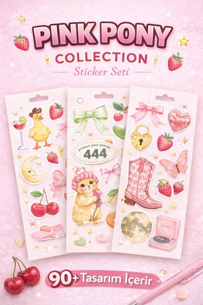LABELOVE Pink Pony Sticker Seti | 90+ Tasarım | Pembe, Çilekli, Coquette Plan...