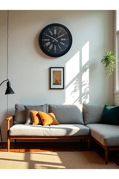 Cetiner Group Black Noble 40 cm Metal Modern Wall Clock