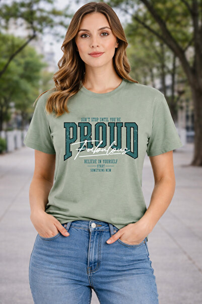 herkesemoda Proud Print Detailed Basic T-Shirt