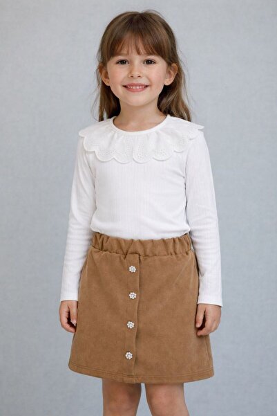 ARBİ kids Set pentru fetițe cu top cu guler bebe și fustă din piele întoarsă ...