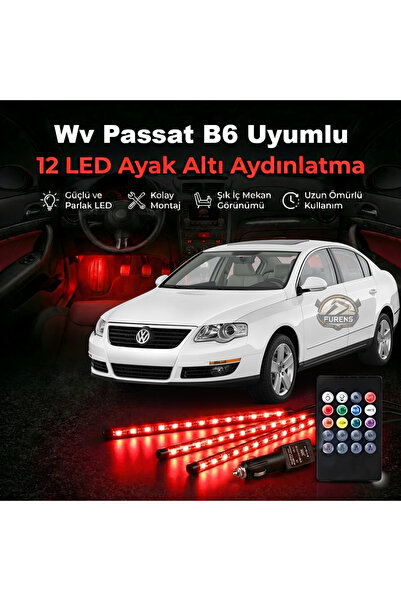 STS Oto Aksesuar Wv Passat B6 Uyumlu RGB Ayak Altı LED 12 Led Kumandalı Müzik...