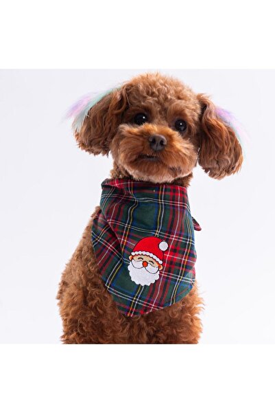 Pawstar Santa Sprinkles Santa Claus Embroidered Plaid Pattern Green Cat Dog S...