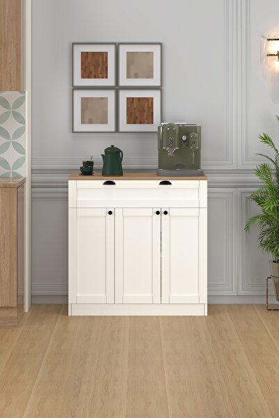 Fly Mobilya 90 cm Vanilya Konsol, Çok Amaçlı Dolap, Kahve Köşesi