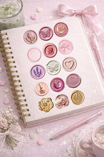 LABELOVE 60+ Tasarımlı Vintage Mühür Sticker – 4 cm Mühür Görünümlü Dekoratif Etiket Seti