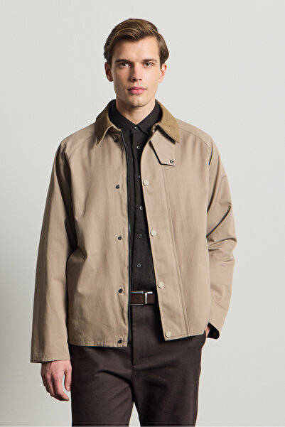 Danger Men's Premium Velvet Collar Jacket Beige 4231Dngr