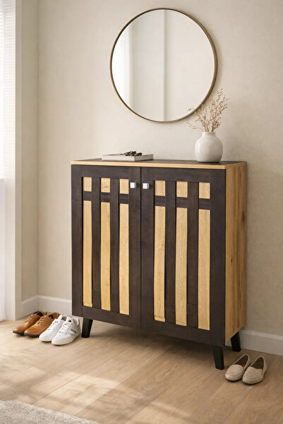 MARIA HOMES Modern Wooden Shoe Cabinet 2-Door Entryway Storage Organizer Rack...