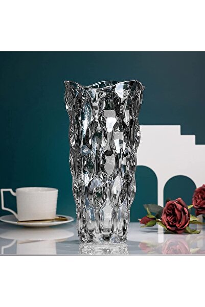 glasstore Modern Minimalist Glass Flower Vase - 24cm Tall Nordic Decorative C...