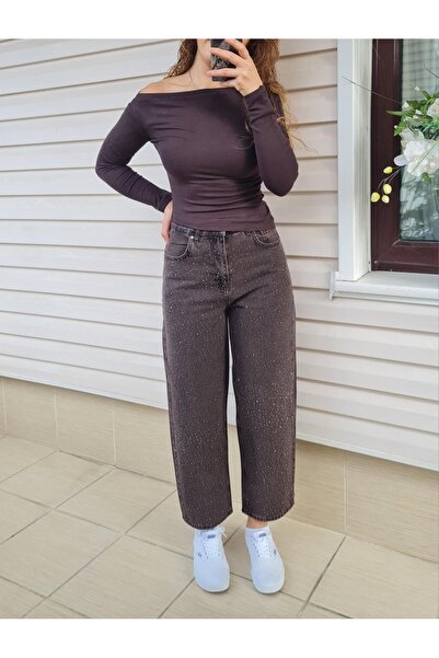 Telablanka Coffee Stone High Waist Skater Mom Jean Pants – Half Lycra Comfort...