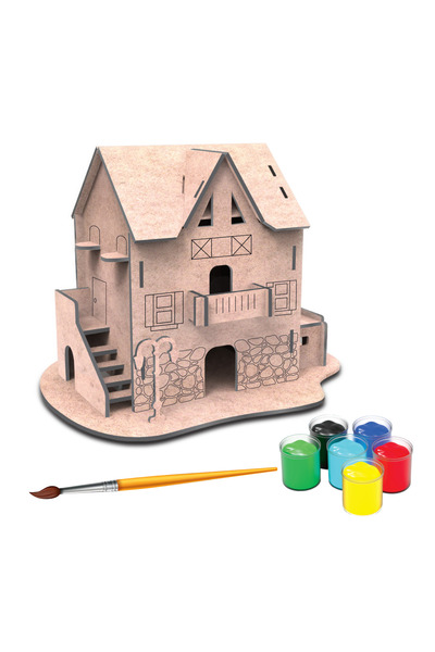 Jet Online Maketix Ahşap Taş Ev Boyama Maket Seti – Kendin Boya DIY Eğitici Çocuk Aktivite Oyuncağı