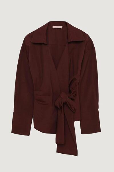 Shoe Box By Quzu Quzu 00130 Women's Blouse with Front Tie Detail