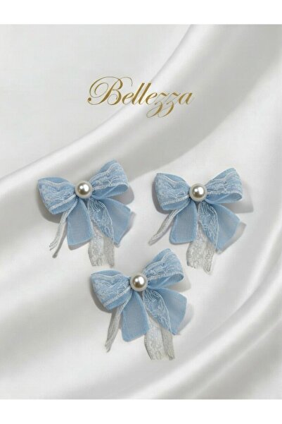 Bellezza Concept Linen and Lace Bow with Pearl Detail Handmade Decorative Orn...