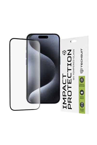 Techsuit 111D Full Glue Full Cover Glass for iPhone 15 Pro, Black