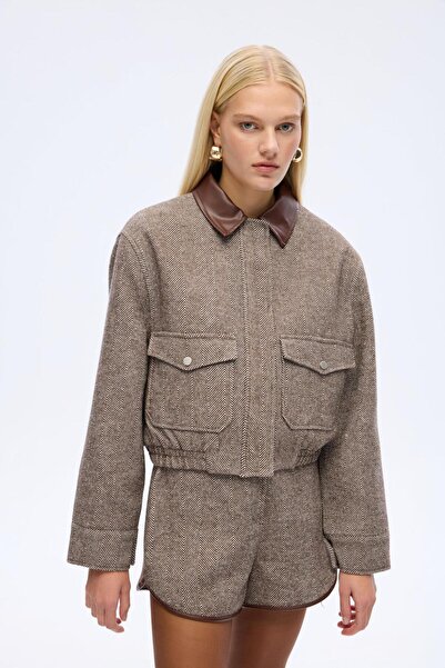 Shoe Box By Quzu Quzu Herringbone Cashmere Matchli Jacket