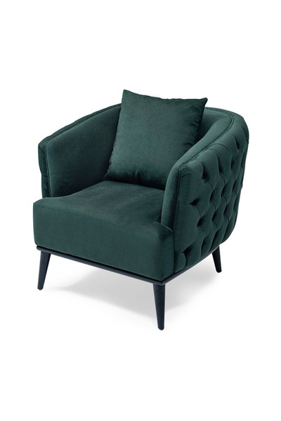 PUFASDAS Zümrüt Kapitone İşlemeli Berjer