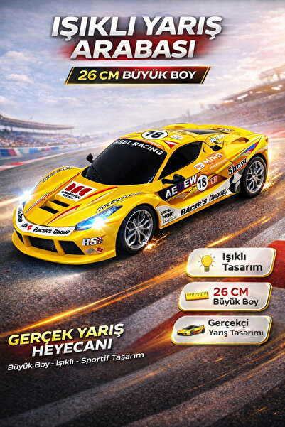 YILDIRIM OYUNCAK Şarjlı LED Işıklı Ferrari Yarış Arabası 26cm | Uzaktan Kuman...