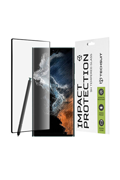 Techsuit Folie de sticlă curbată 3D pentru Samsung Galaxy S22 Ultra 5G 111D, ...