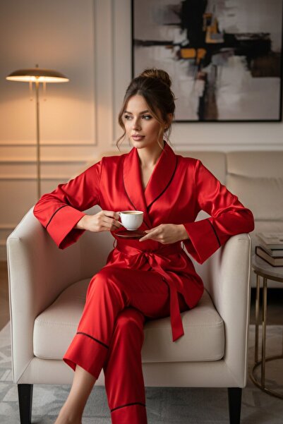 Miss Dünya Lissa Soft Glow Shirt Collar Satin Pajama Set