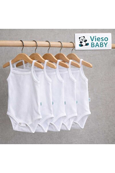 Rany Baby Kids 5-Pack White Cotton Snap-On Bodysuit with String Straps