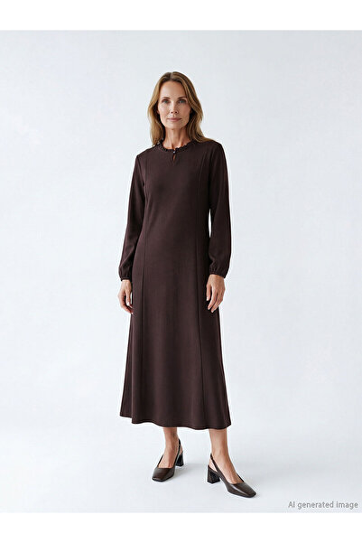 LC Waikiki Rochie cu volane și decolteu tip crew (S6)