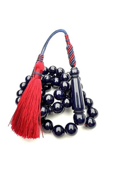 TRABZON Navy blue rosary made of bakelite fabric - custom tassel
